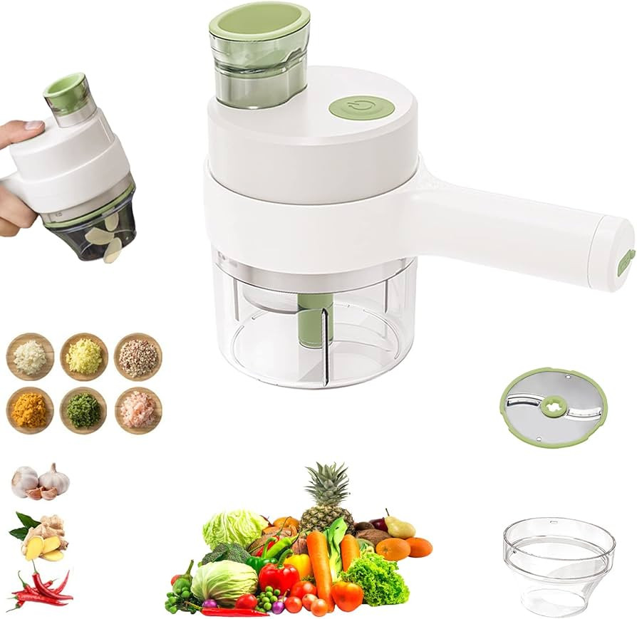 4 in1 Handheld Electric Vegetable Cutter Slicer Garlic Mud Masher USB Wireless Chopper Cutting P... | Amazon (US)