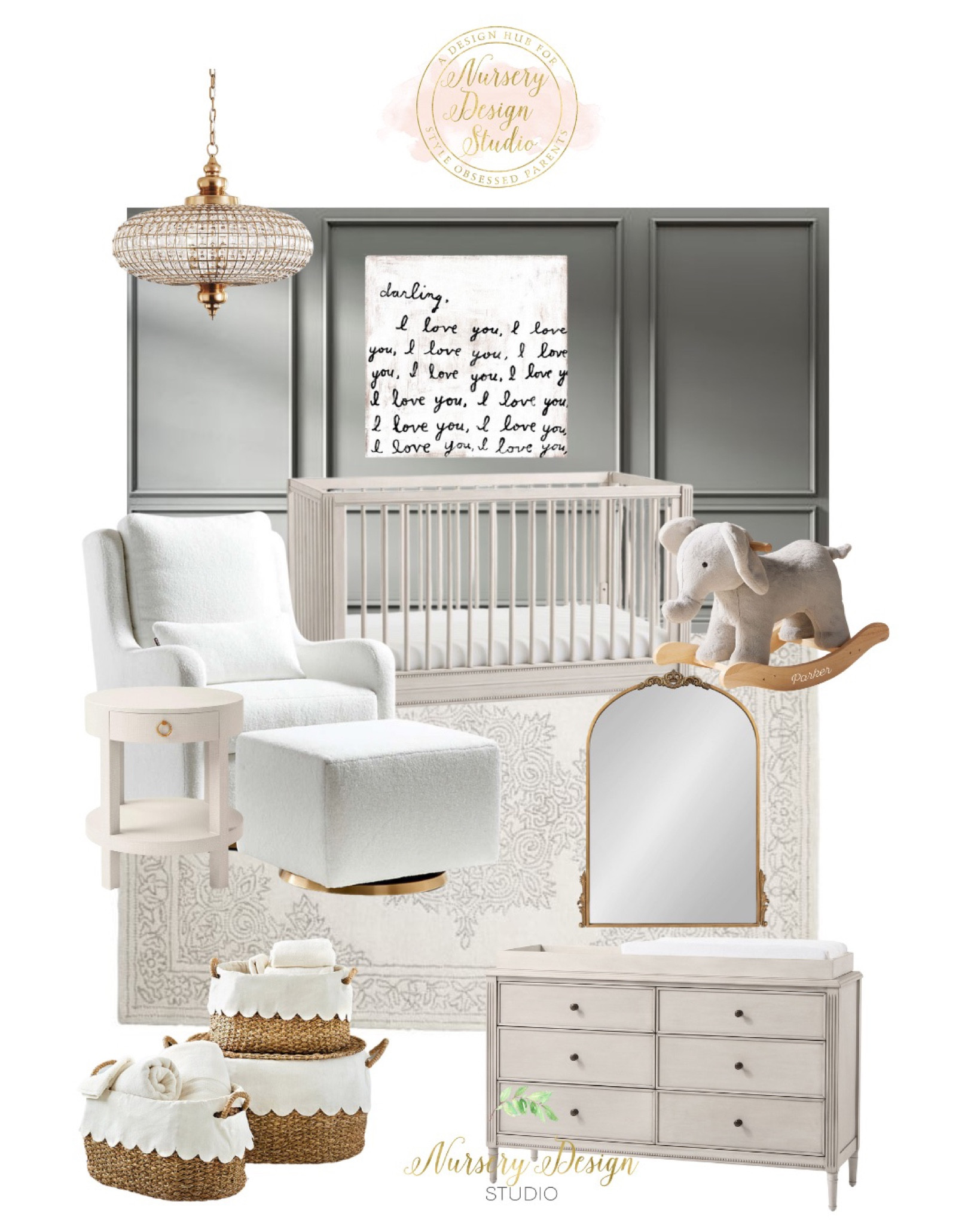 Moody nursery, glider, gray crib, cream rug

#LTKbump #LTKhome #LTKbaby