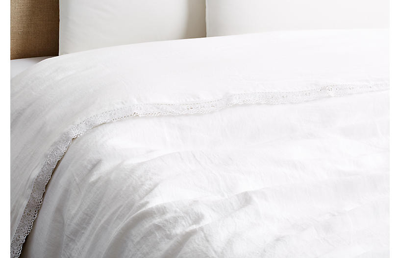 Cluny Duvet Cover - White - Matteo | One Kings Lane