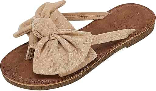 FISACE Womens Slip On Flip Flops Ring Toe Strappy Summer Gladiator Flat Sandals | Amazon (US)