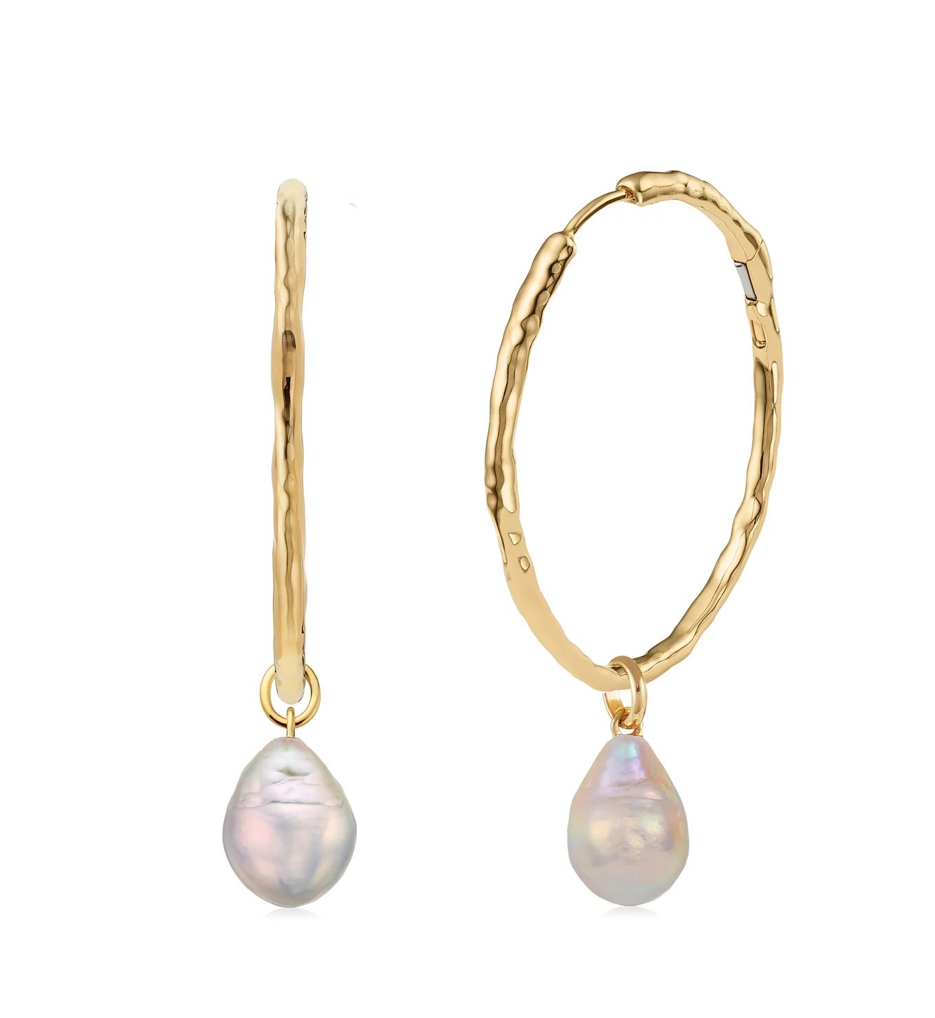 Gold Vermeil Siren Muse Large Hoop and Pearl Earring Set | Monica Vinader (US)