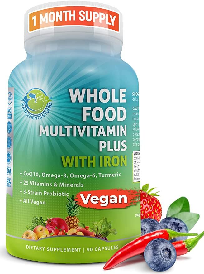 Vegan Whole Food Multivitamin with Iron, Daily Multivitamin for Women and Men, Organic Fruits & V... | Amazon (US)