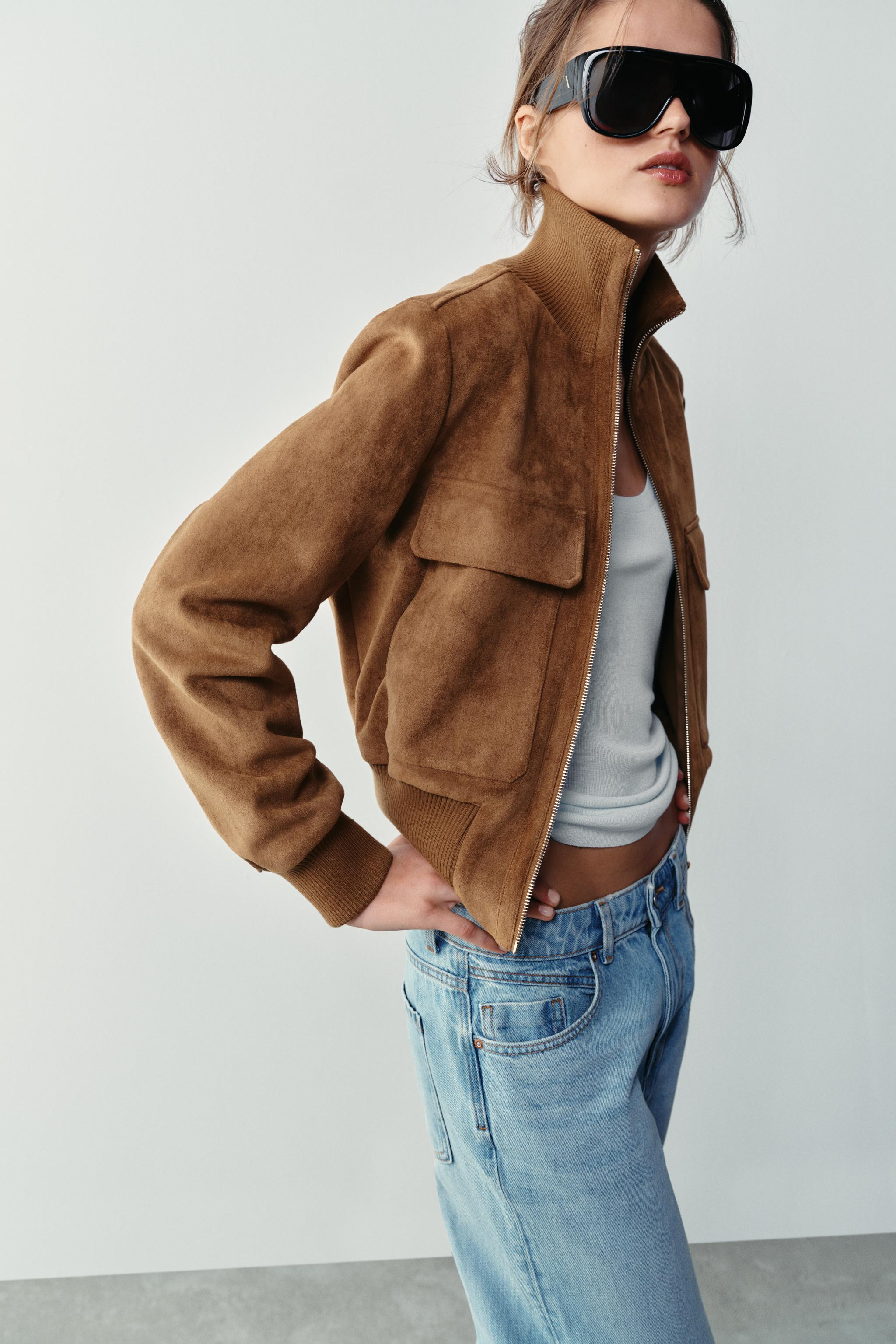 FAUX SUEDE BOMBER JACKET | Zara US