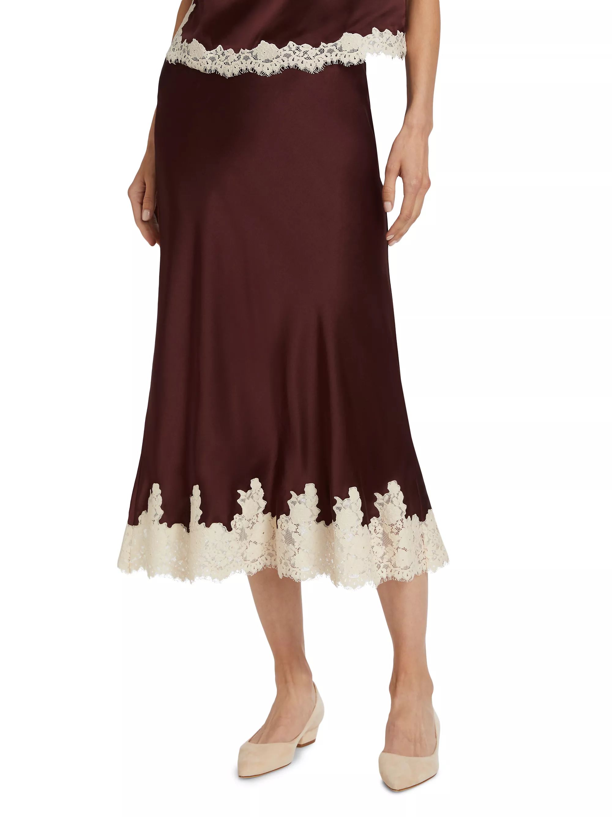 DÔENElowen Silk Lace-Trim Skirt | Saks Fifth Avenue