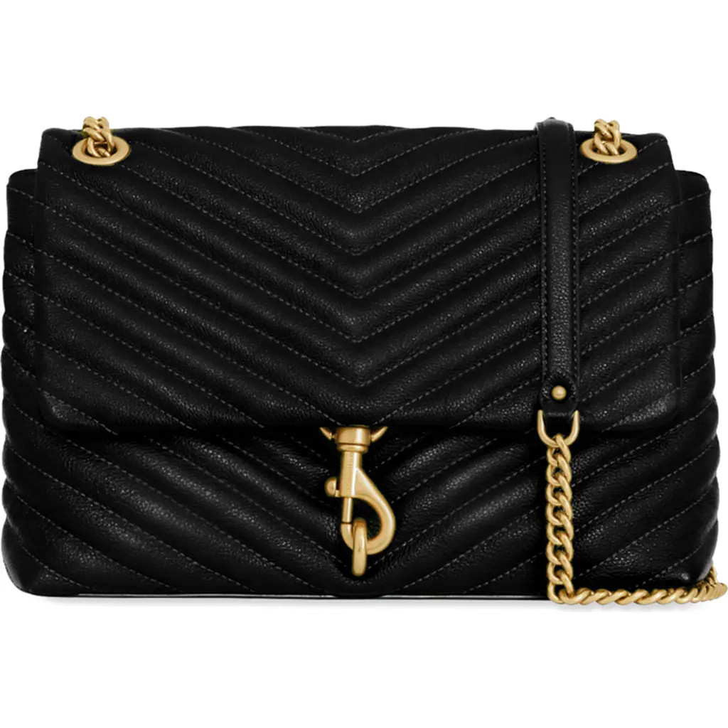 Rebecca Minkoff Edie Quilted Leather Shoulder Bag in Black at Nordstrom | Nordstrom