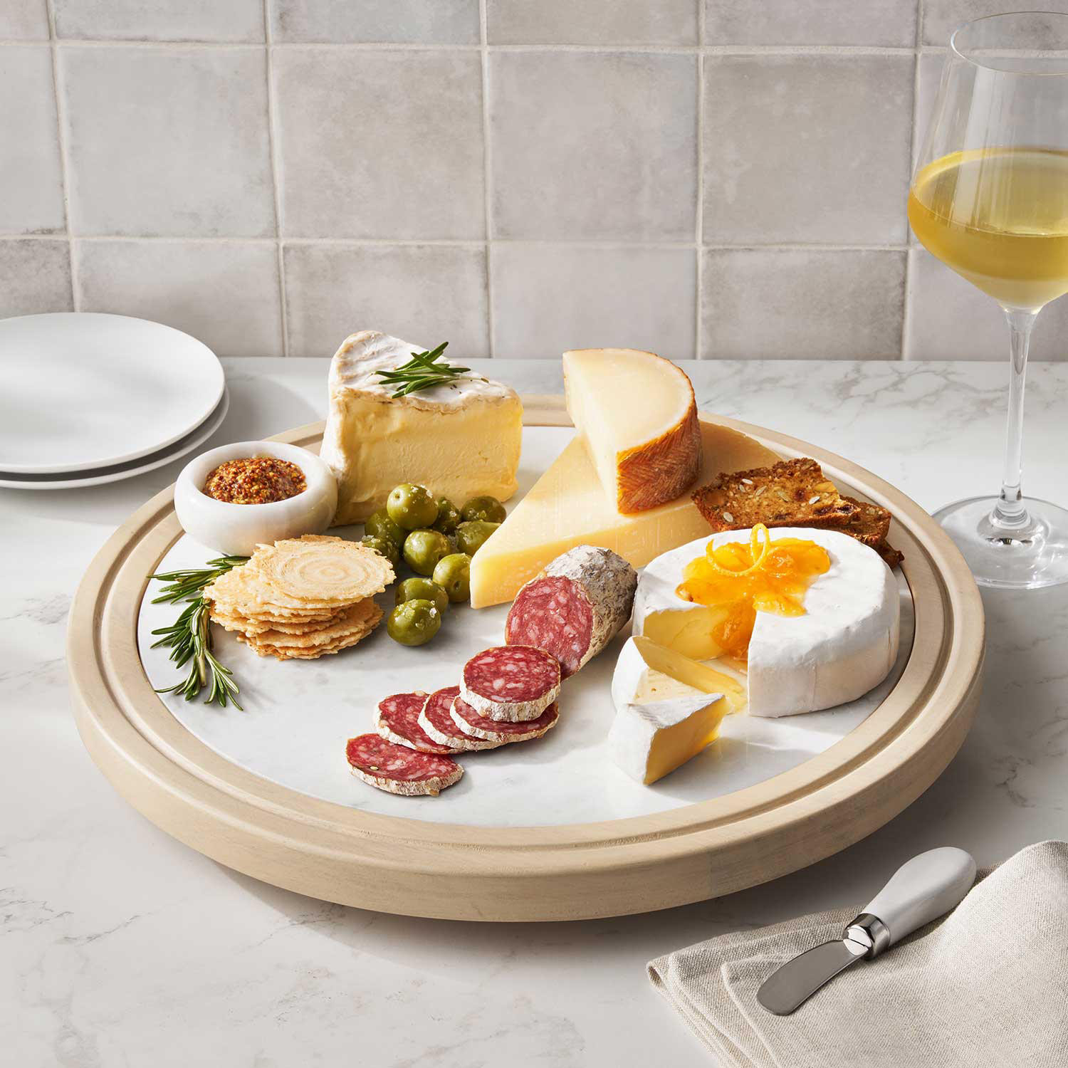 Member's Mark Wood & Marble Lazy Susan (Choose Color) | Sam's Club