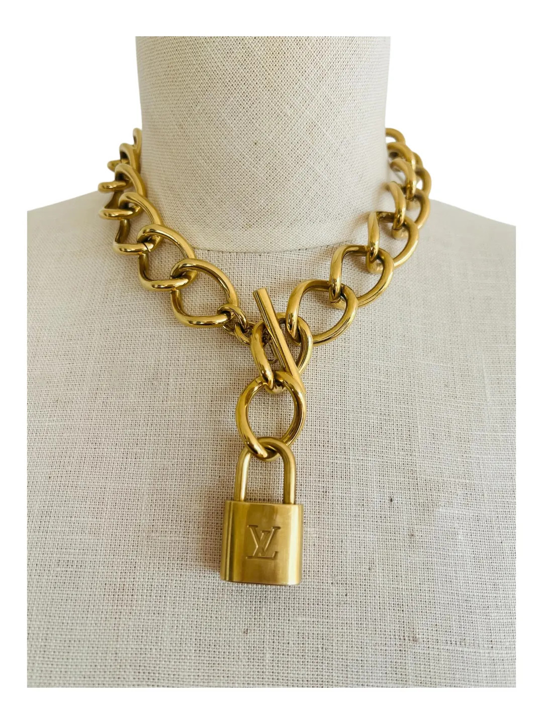 Vintage 18" Heavy Chunky Statement 80s Chain Gold Choker Toggle T-Bar Necklace With Authentic Lou... | Etsy (US)