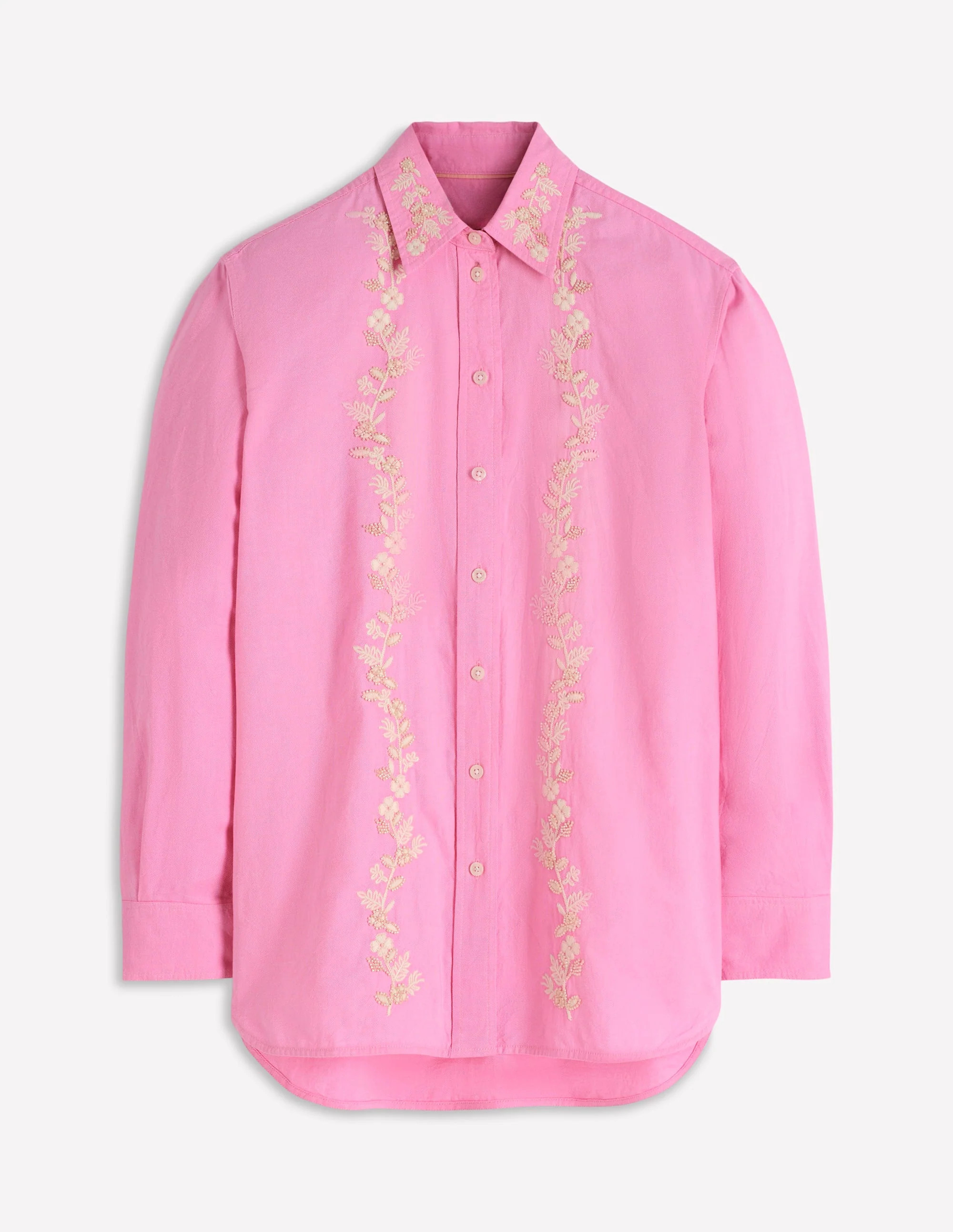 Sadie Relaxed Cotton Shirt-Floral Beaded Oxford | Boden UK