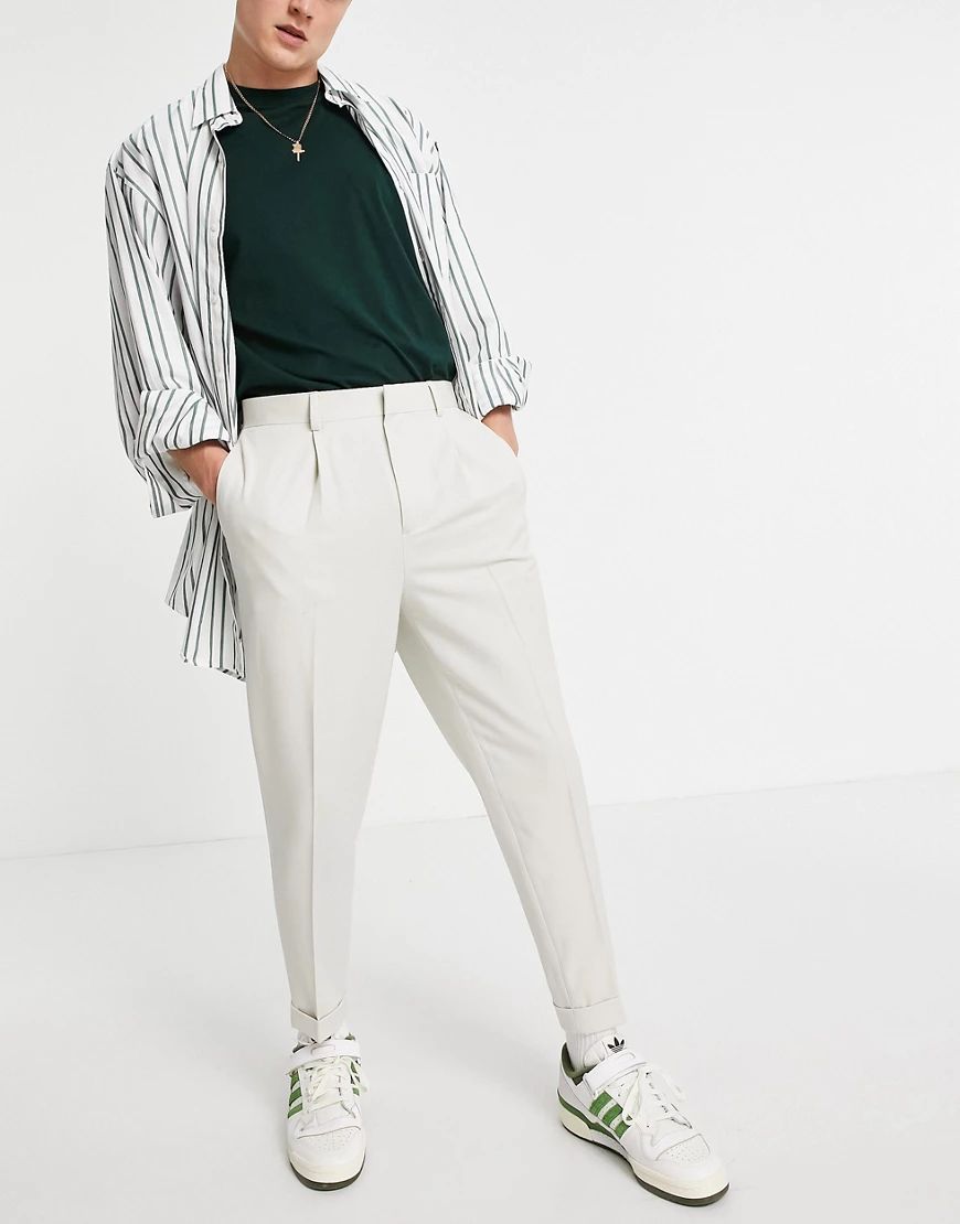 ASOS DESIGN tapered smart pants in off white-Neutral | ASOS (Global)