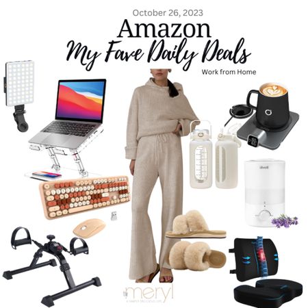 Amazon deals 10.26.23 for a few work from home essentials 
Lounge Set Fuzzy Slippers Typewriter Keyboard Laptop Riser Ring Light Under Desk Cycle Desk Seat Cushion Humidifier Diffuser Water Bottle Coffee heating Mug 

#LTKworkwear #LTKhome #LTKfindsunder100