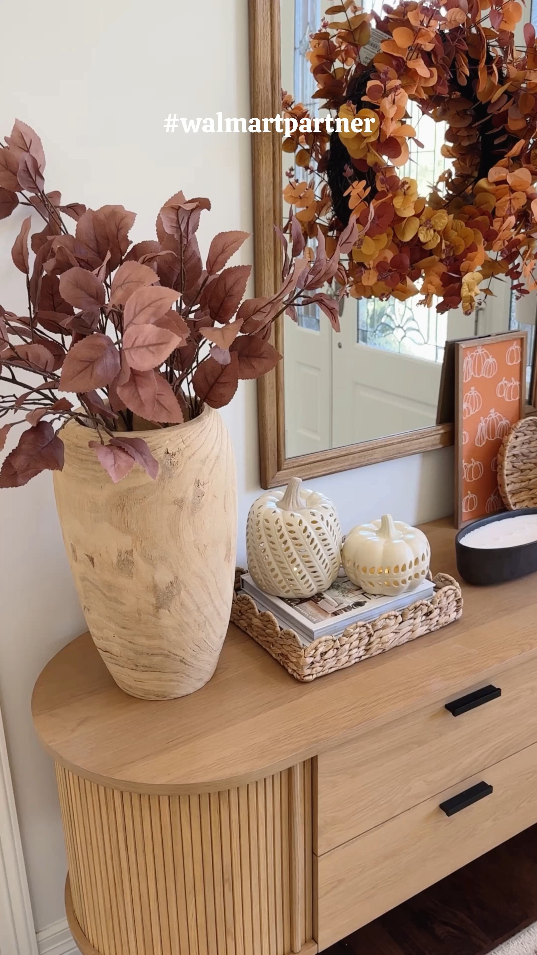 Fall decor!! #walmartpartner 

Decorate with me—fall entryway. Using lots of great finds from @walmart!! The pre-lit pumpkins come in 2 sizes 🍂🍂

Follow Sarah Joy for more home decor finds!! 

#LTKSeasonal #LTKVideo #LTKHome