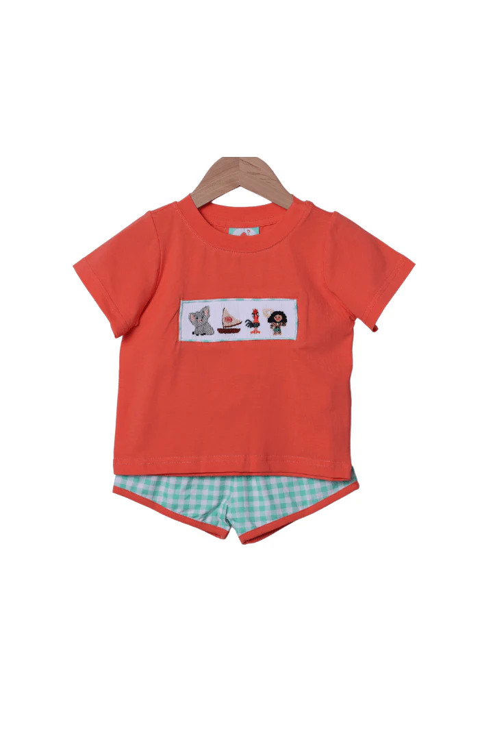 Smocked Ocean Friends Gingham Short Set | The Smocked Flamingo