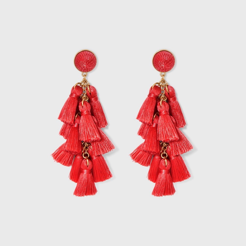 SUGARFIX by BaubleBar Multi-Tassel Drop Earrings - Coral, Women's, Pink | Target