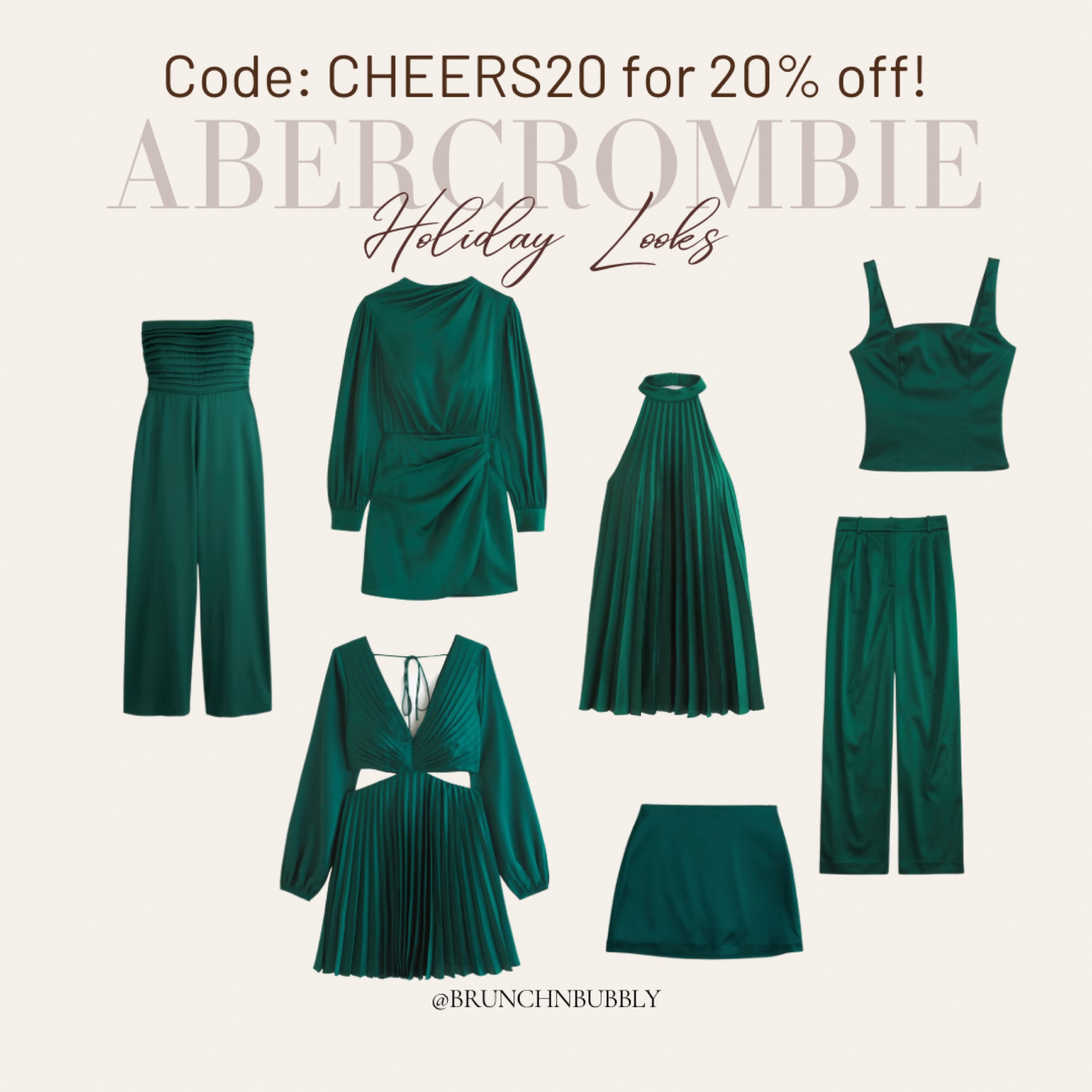 New holiday looks in green from abercrombie and currently on sale for 20% off! 

#LTKHolidaySale #LTKSeasonal #LTKHoliday