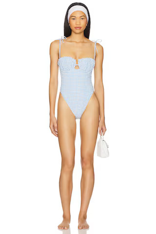 Montce Petal One Piece in Peri Micro Gingham from Revolve.com | Revolve Clothing (Global)