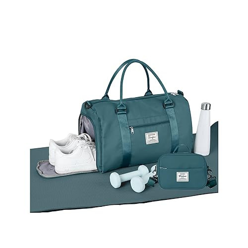 Weekender Gym Duffel Bags for Women Peacock Blue with Toiletry Bag | Amazon (US)
