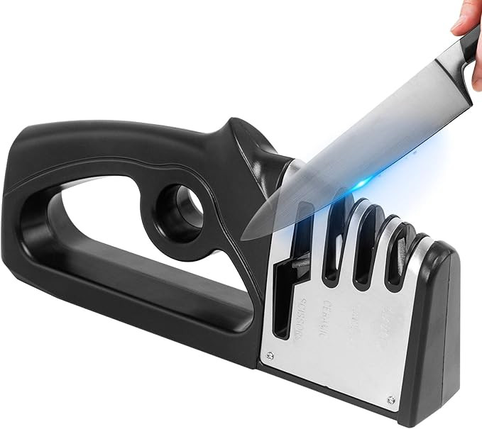 Knife Sharpener, 4-in-1 Kitchen Knife Accessories, Manual Knife&Scissor Sharpener, Handheld House... | Amazon (US)