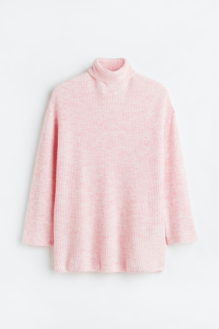 H&M+ Polo-neck jumper - Light pink - Ladies | H&M GB | H&M (UK, MY, IN, SG, PH, TW, HK)