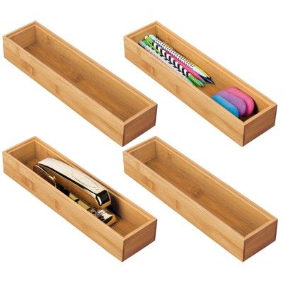 mDesign Bamboo Office Drawer Organizer Tray | Target