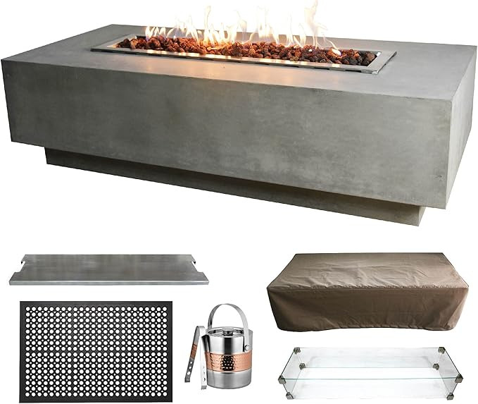 Elementi Granville Fire Pit Bundle Outdoor Firepit Set Includes 60” Natural Gas Concrete Firepi... | Amazon (US)