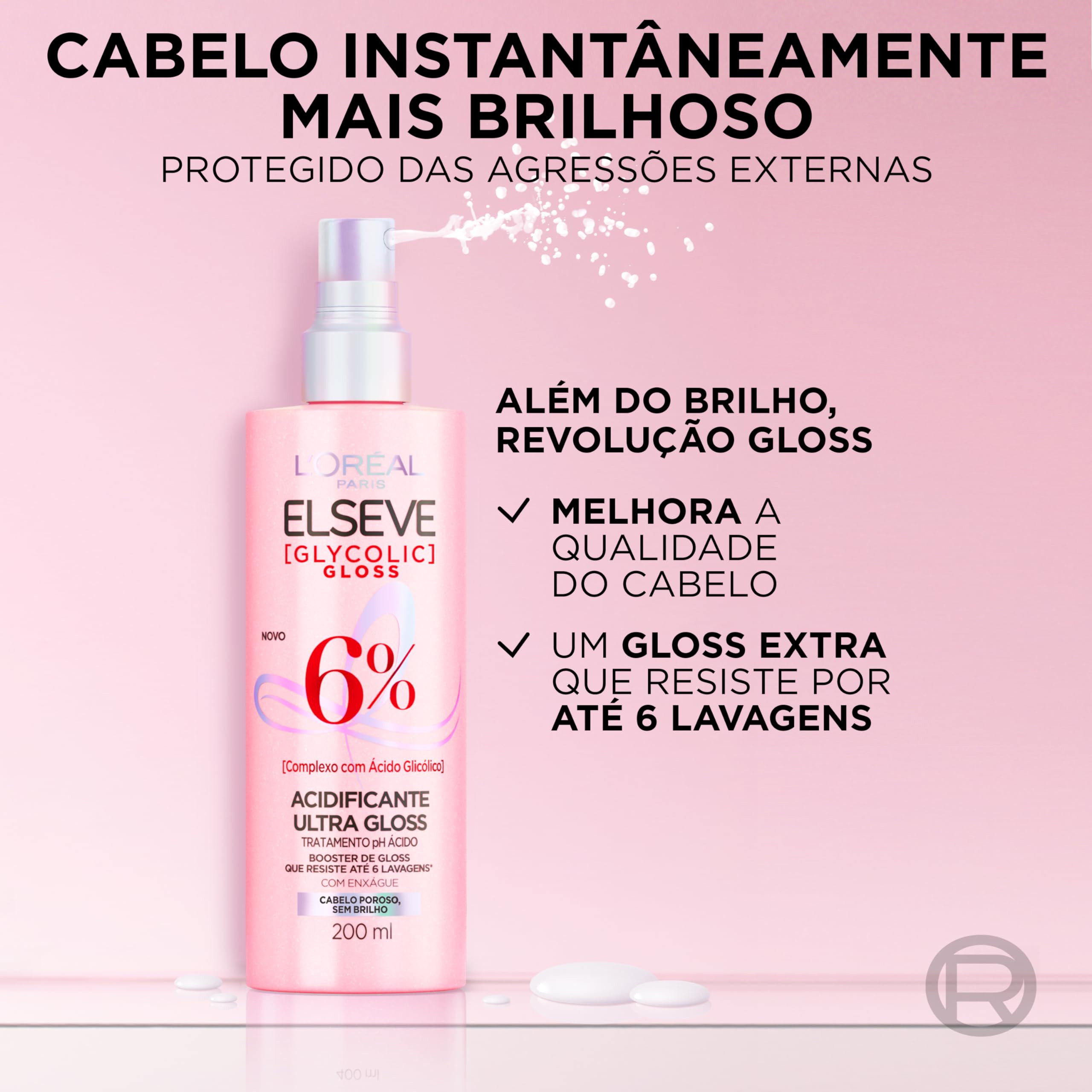 L'Oréal Paris Elseve Acidificante Capilar Glycolic Gloss, Brilho Durador Resiste por até 6 Lava... | Amazon (BR)