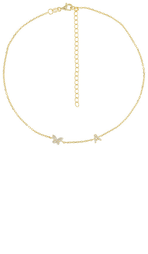 Pave Butterfly Initial Choker in Gold | Revolve Clothing (Global)