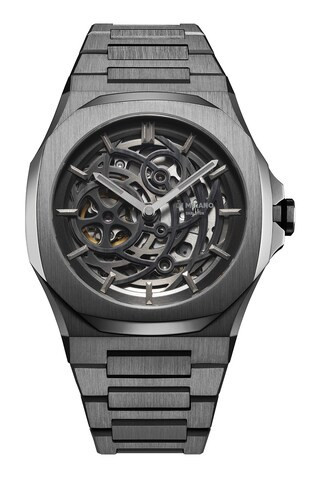D1 Milano Skeleton Bracelet 41.5mm Watch in Restyle Gun - Black. Size all. | FWRD 