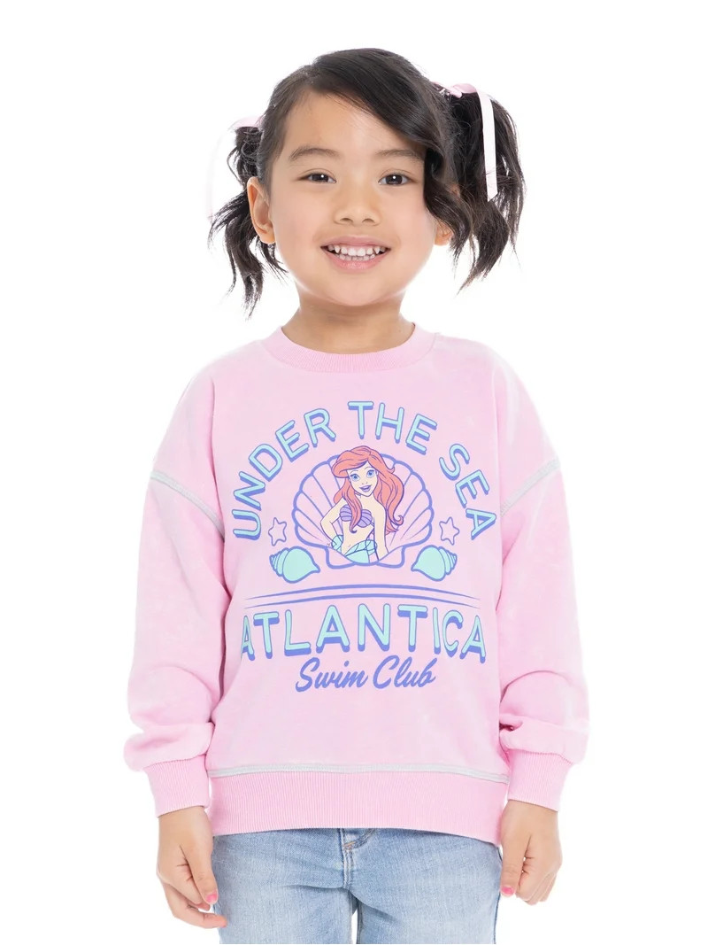 Little Mermaid Toddler Girls Ariel Graphic Sweatshirt, Sizes 12M-5T - Walmart.com | Walmart (US)