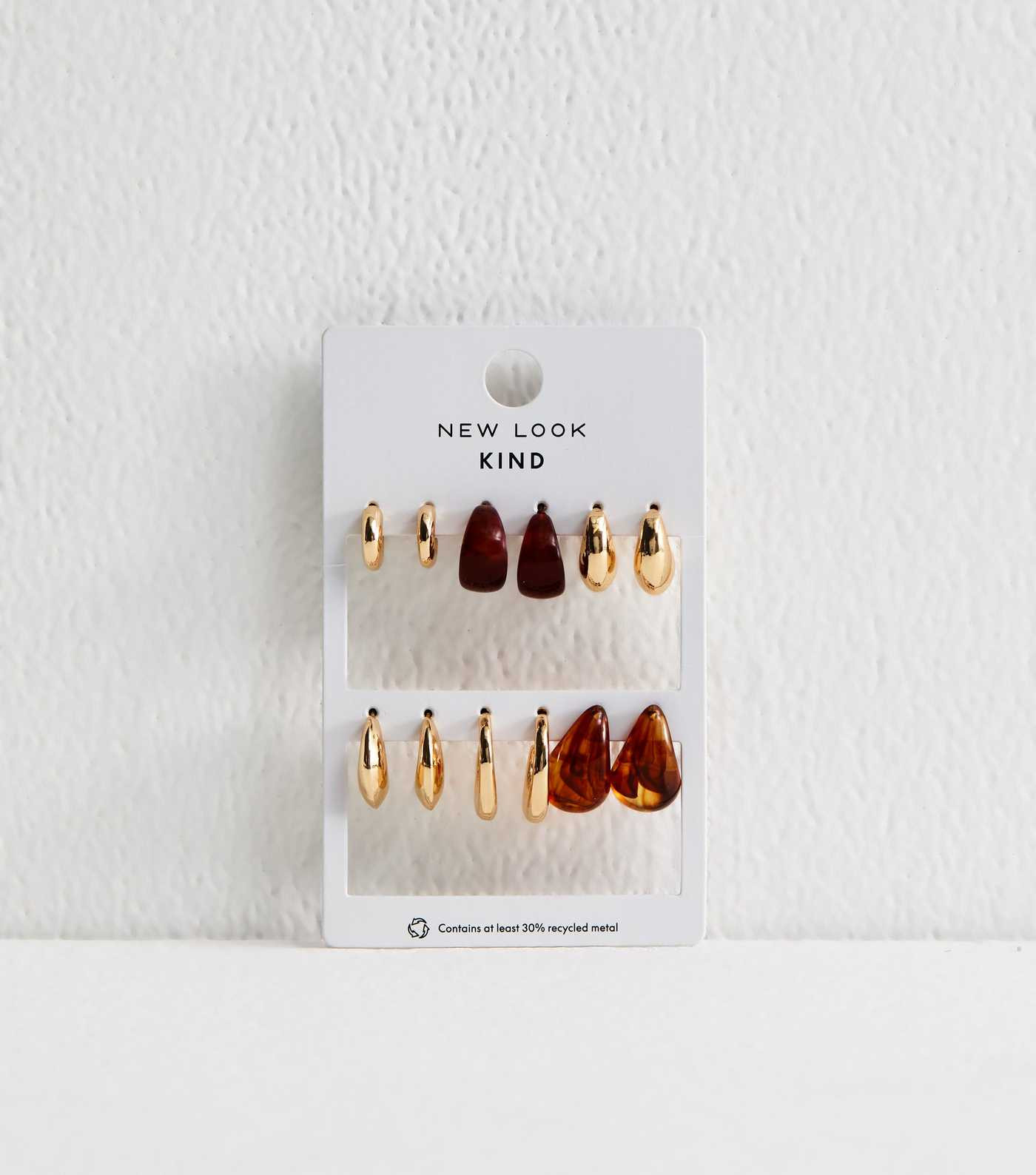 Gold Tone Pack of 6 Resin Hoop Earrings | New Look | New Look (UK)