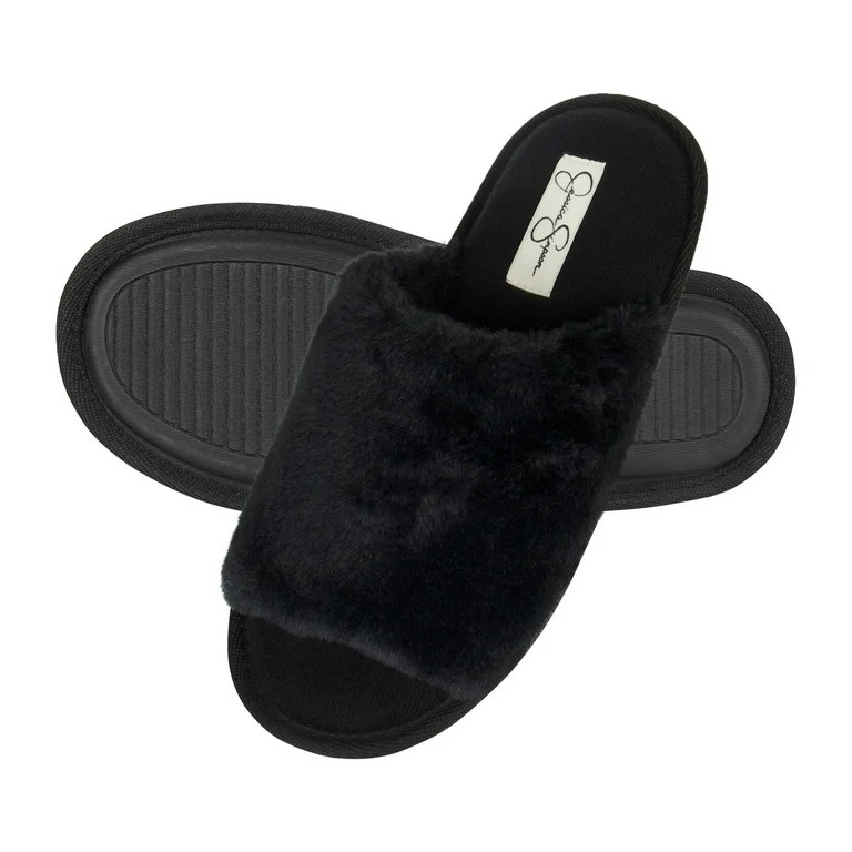 Jessica Simpson Women's Plush Slide On Open Toe Slipper with Memory Foam | Walmart (US)