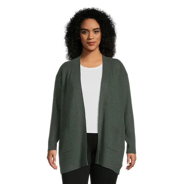Terra & Sky Women's Plus Size Open Front Cardigan Sweater, Lightweight | Walmart (US)