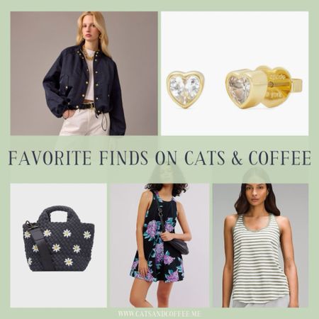 This week’s most popular finds on Cats & Coffee ✨️ this week's favorite finds include:
- A lightweight spring jacket from J.Crew,
- A pretty floral sundress from Free People,
- My favorite Lululemon tank top,
- Sweet heart-shaped earrings from Kate Spade, and
- An adorable daisy tote bag from Tuckernuck!

#LTKActive #LTKSeasonal #LTKitbag
