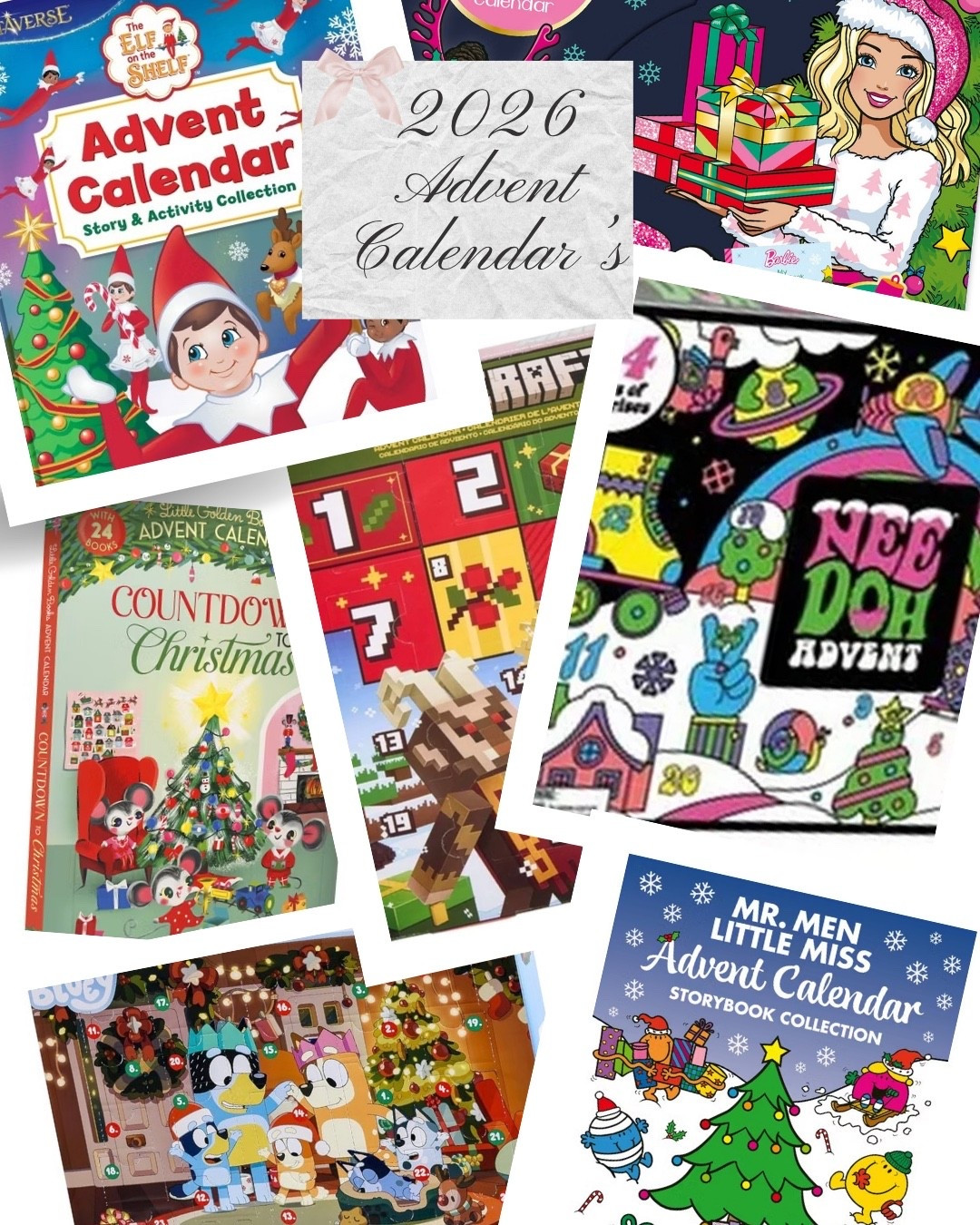 Newly released Christmas Holiday 2026 Advent Calendar’s for kids! Bluey, Barbie, Needoh, Disney Frozen, Playmobil Junior, Minecraft, Little Golden Books, Elf On The Shelf, Winnie The Pooh, Where’s Waldo, and more!

#LTKmomlife #LTKSeasonal #LTKKids