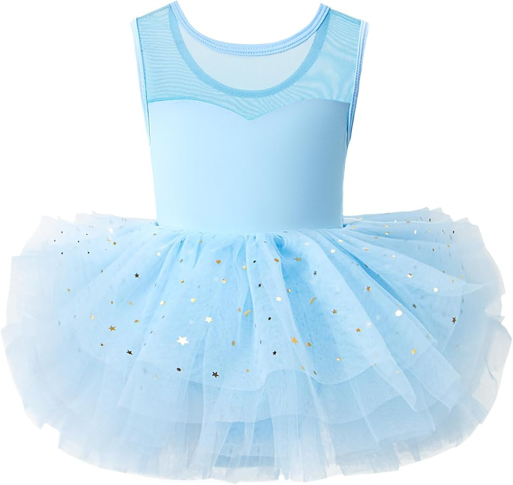 KARETT Ballet Leotards for Girls 1-7Years with Snap and Sparkly Princess Tutu Skirt Ballerina Dre... | Amazon (US)