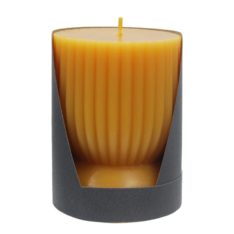 Better Homes & Gardens Unscented Ribbed Pillar Candle, 3x4 inches, Orange | Walmart (US)