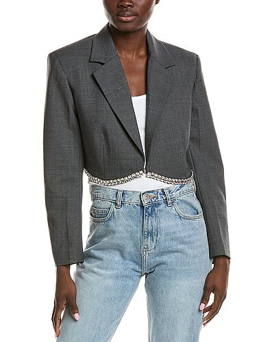 Embellished Hem Wool-Blend Blazer | Rue La La