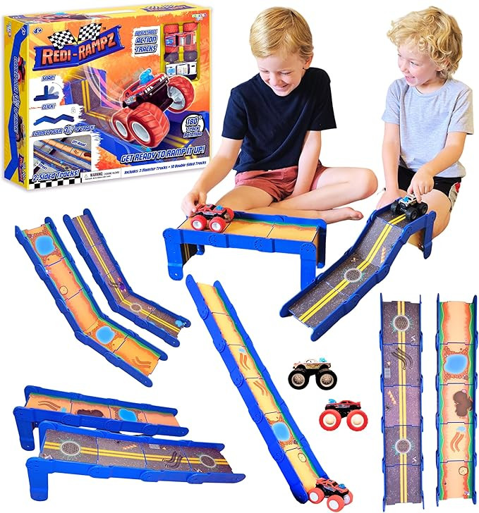 STEM Ramp Builder Set by Redi-Rampz–10 Modular Track Pieces with Adjustable Angles + 2 Monster ... | Amazon (US)