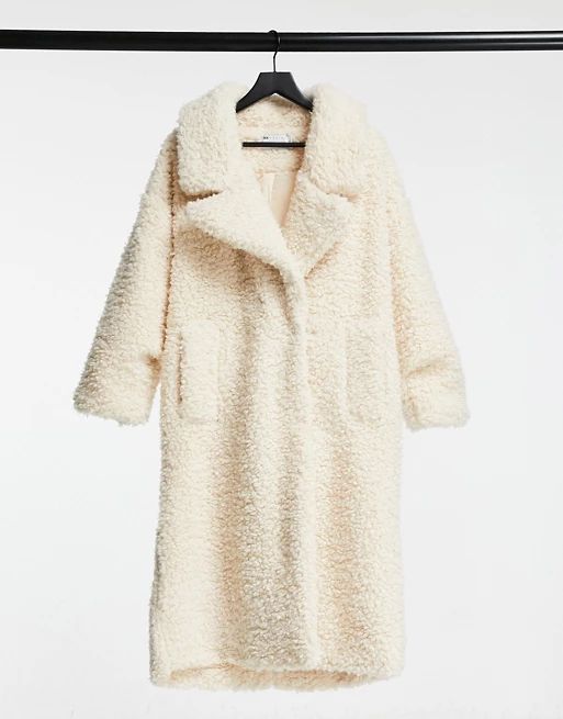 ASOS DESIGN Oversized XL teddy coat in cream | ASOS (Global)