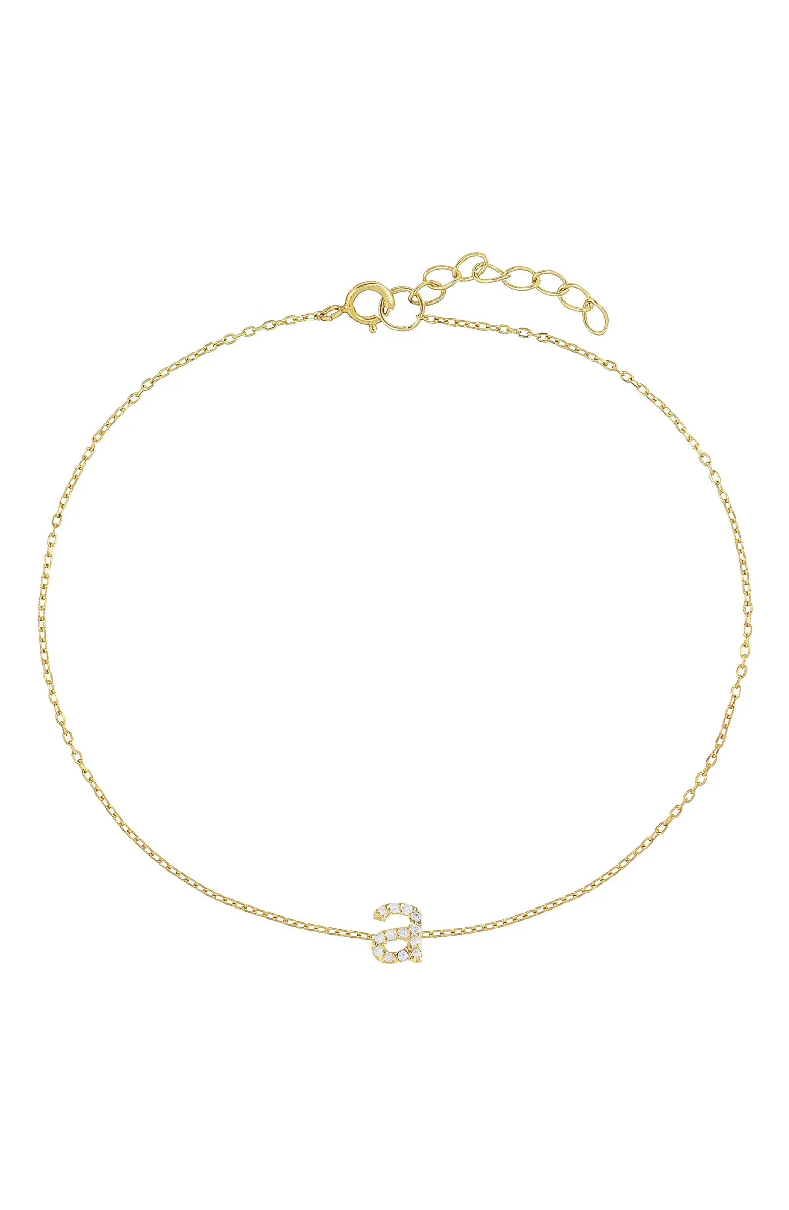 Adina's Jewels Tiny Pavé Lowercase Initial Anklet | Nordstrom | Nordstrom