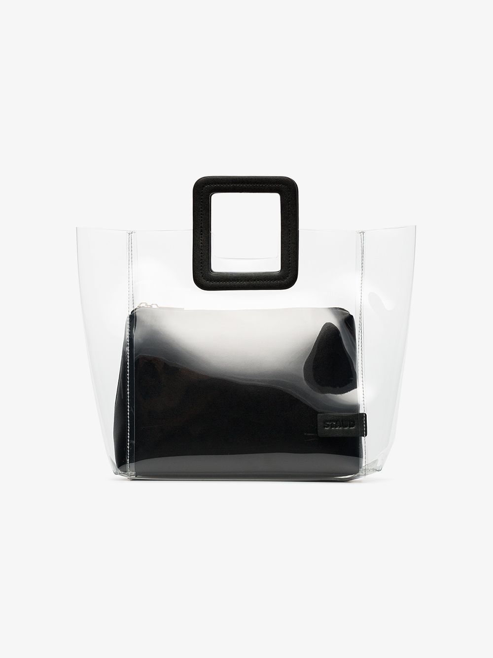 Staud clear and black shirley PVC and leather tote | Browns Fashion