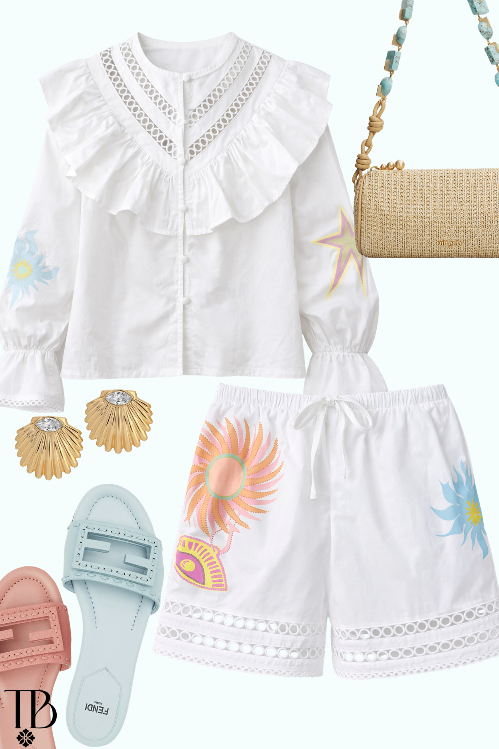 Bright, breezy, and perfect for summer ✨ This white ruffle blouse and embroidered shorts styled with pastel slides, a woven bag, and fun earrings makes the cutest warm-weather look.


 

 #LTKgrwm #LTKSeasonal #LTKTravel
