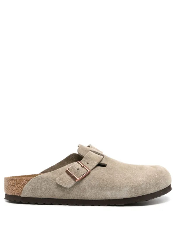 Birkenstock Boston Suede Slippers | Neutrals | FARFETCH IN | Farfetch Global
