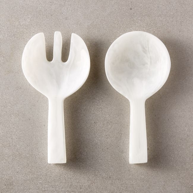 White Resin Salad Servers Set of 2 | CB2