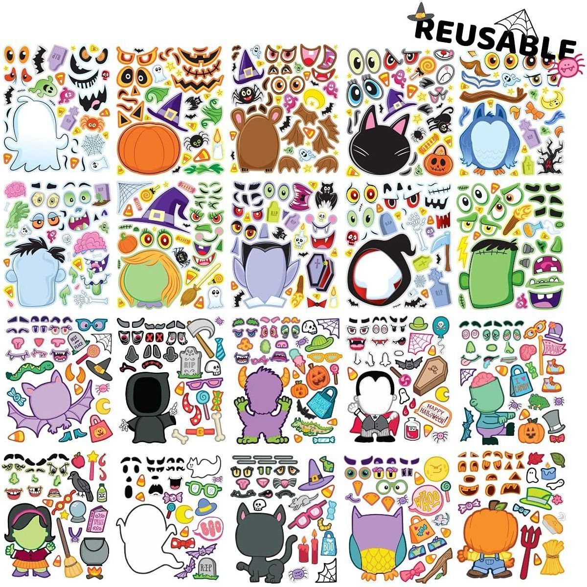 Halloween Make a Face Color Book Sticker Sheets Set | Target