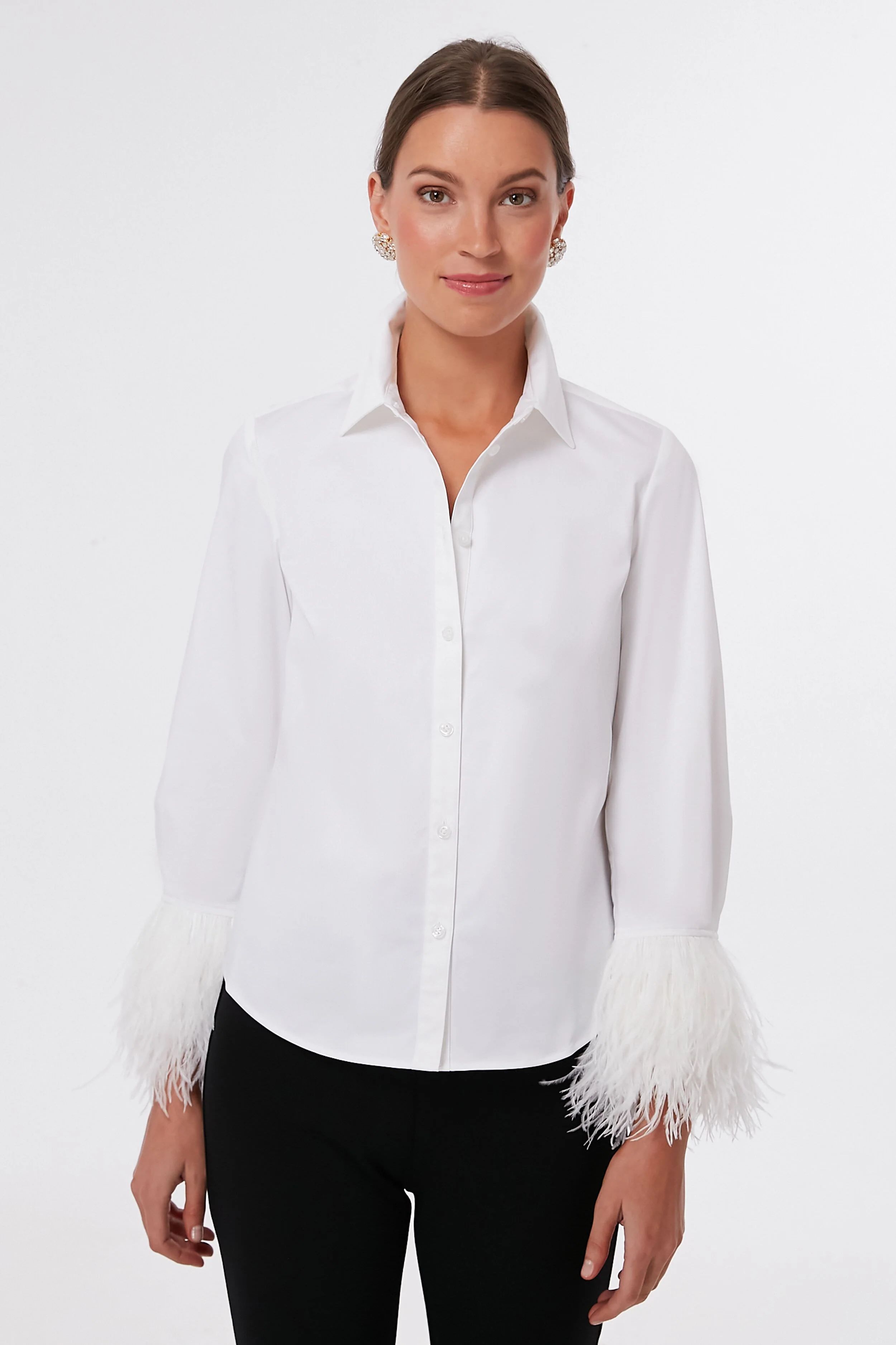 Fresh White Feather Trim Poplin Shirt | Tuckernuck (US)