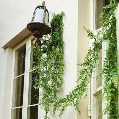 6 Pack 5.57ft Artificial Greenery Garland (Fern Leaf Style) – Fake Vines Hanging Plants for Home Bedroom, Garden Wall & Wedding Decor | Wayfair North America