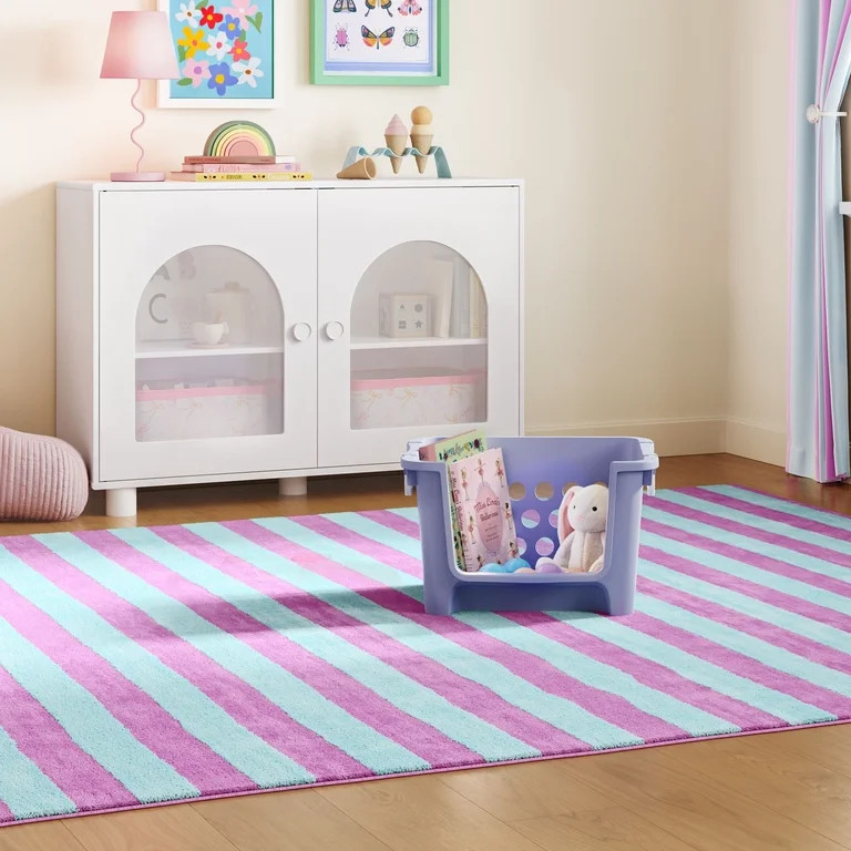 Mainstays Kids Large Purple Stackable Plastic Open-Front Toy Storage Basket with Handles | Walmart (US)