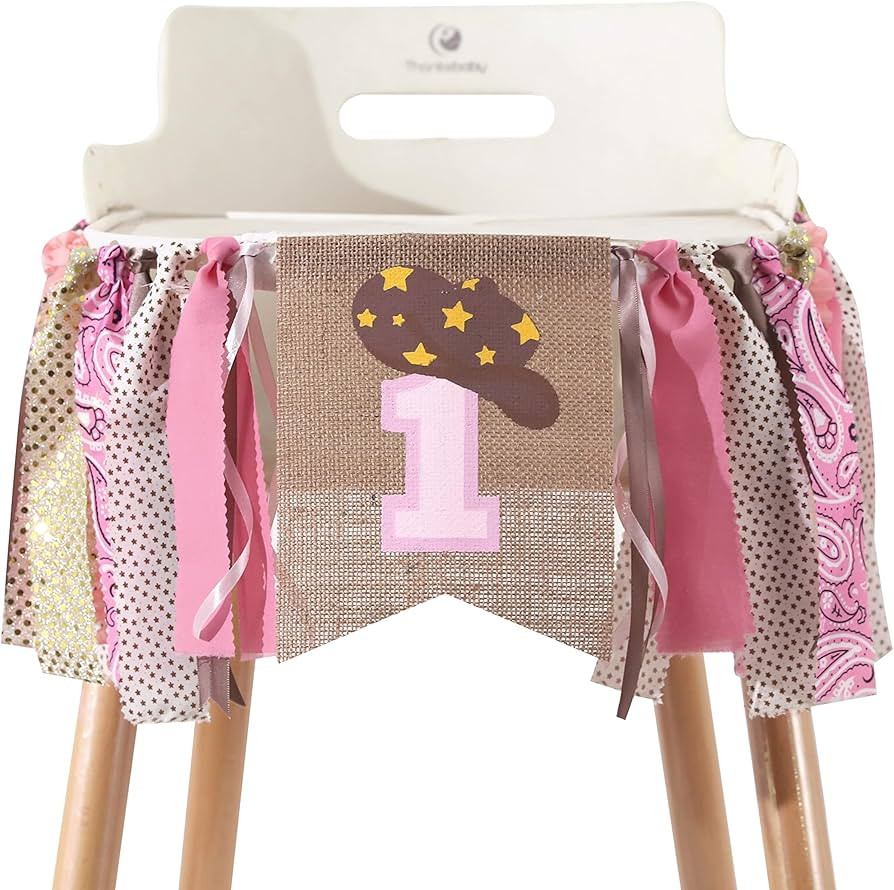 Cowgirl 1st Birthday High Chair Banner - Farm Birthday Banner,Cow Themed Birthday Party Supplies ... | Amazon (US)