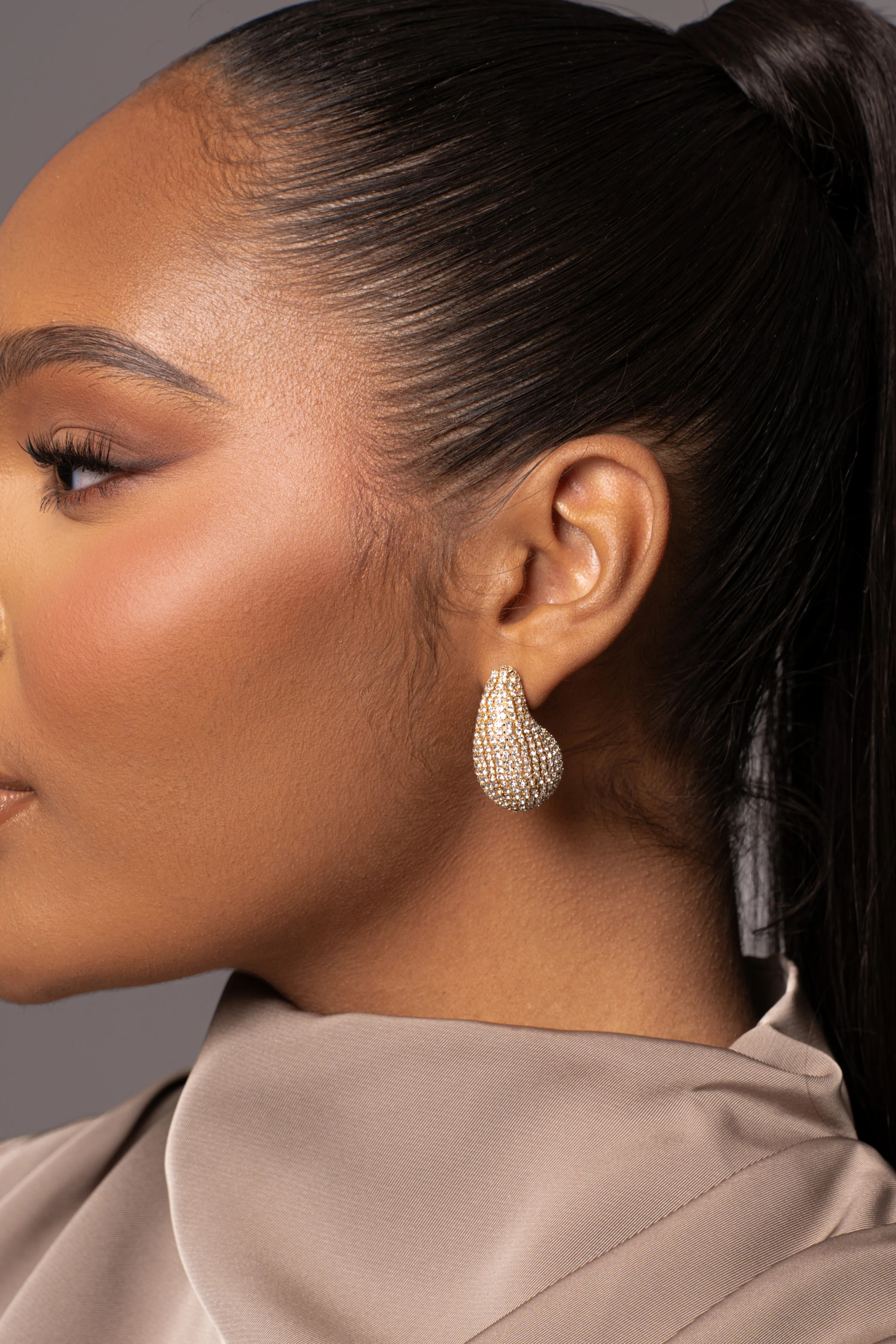 Gold Jora Paved Earrings | JLUXLABEL