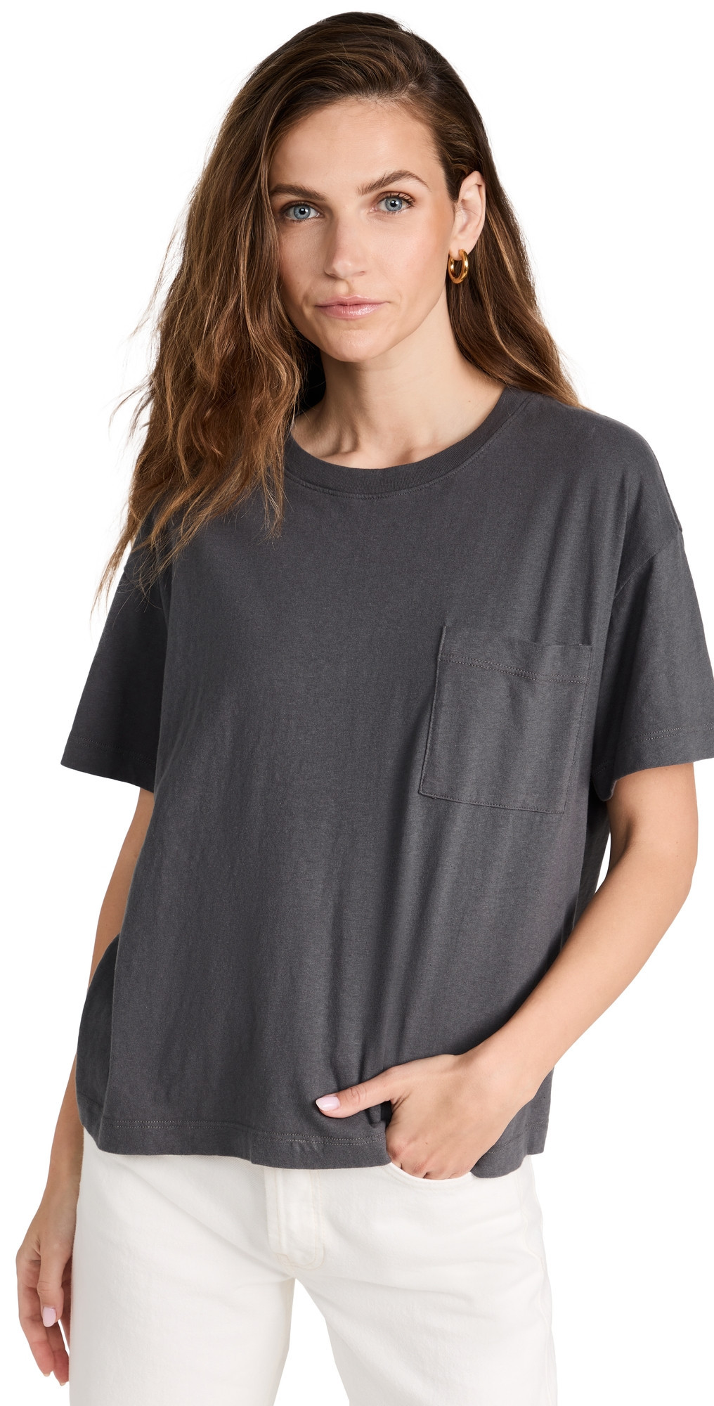 Jenni Kayne Vintage Pocket Tee Charcoal L | Shopbop